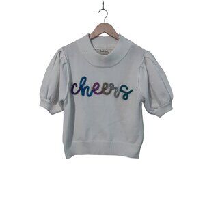 NWOT Peach Love Women's White Cheers Sweater Size L